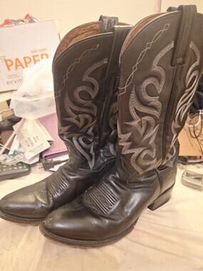 Dan Post Boots Mens 8.5R Black Leather Western Cowboy DP 2110